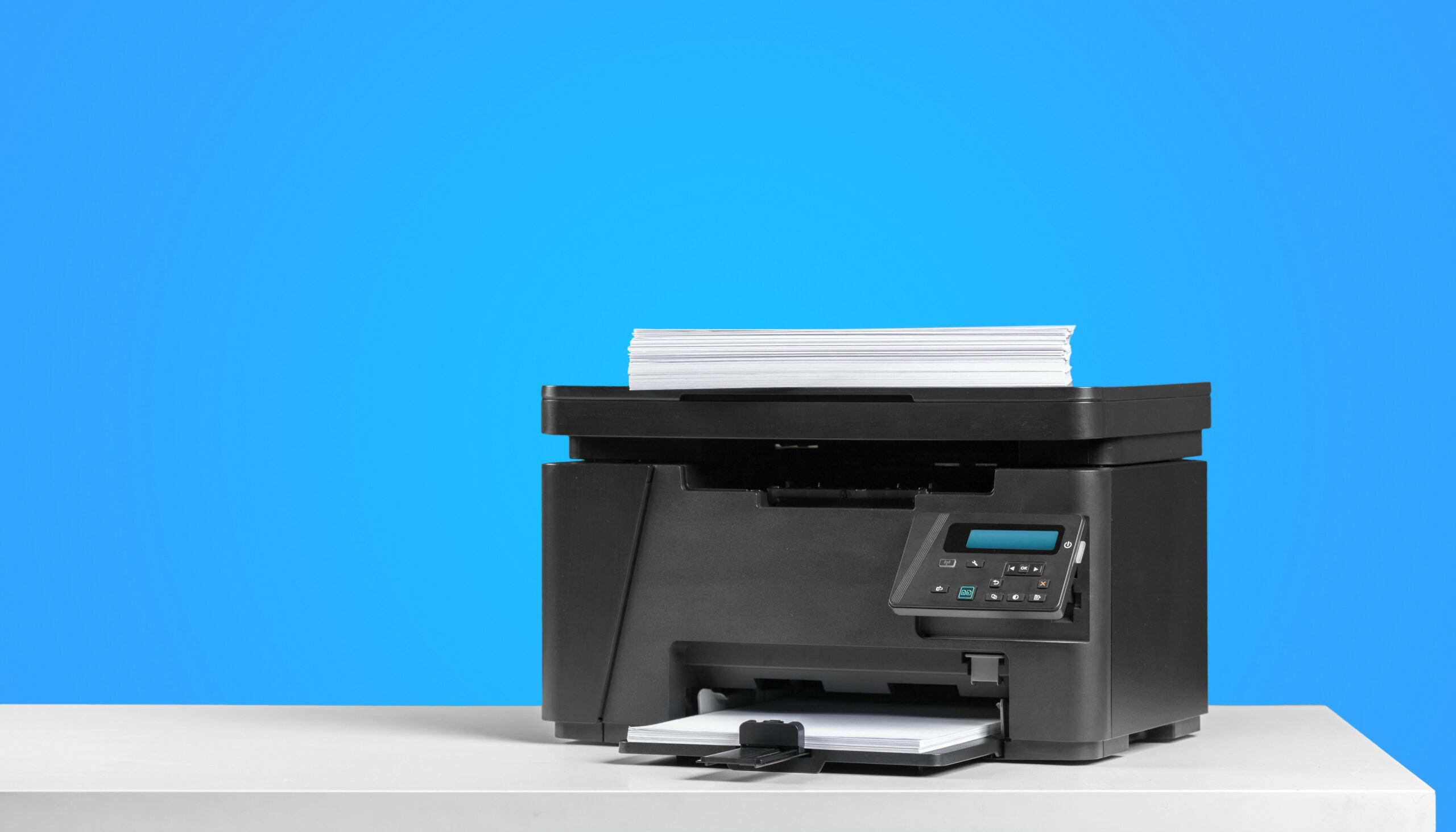 Printer,Copier,Machine,On,A,Bright,Colored,Background