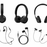 Vector,Set,Of,Wireless,And,Corded,Headphones,,Earphones.,Realistic,Black